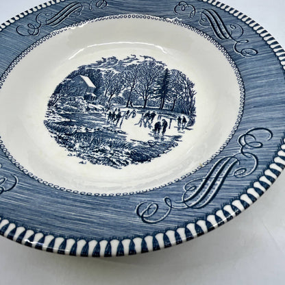 Royal China Currier and Ives Soup/Salad Bowl  8 1/2" Early Winter Blue TI3-1