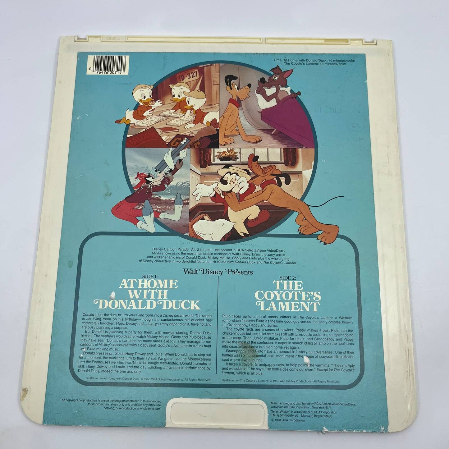 WALT Disney Cartoon Parade Volume 2 - RCA SelectaVision - CED VideoDisc TG5