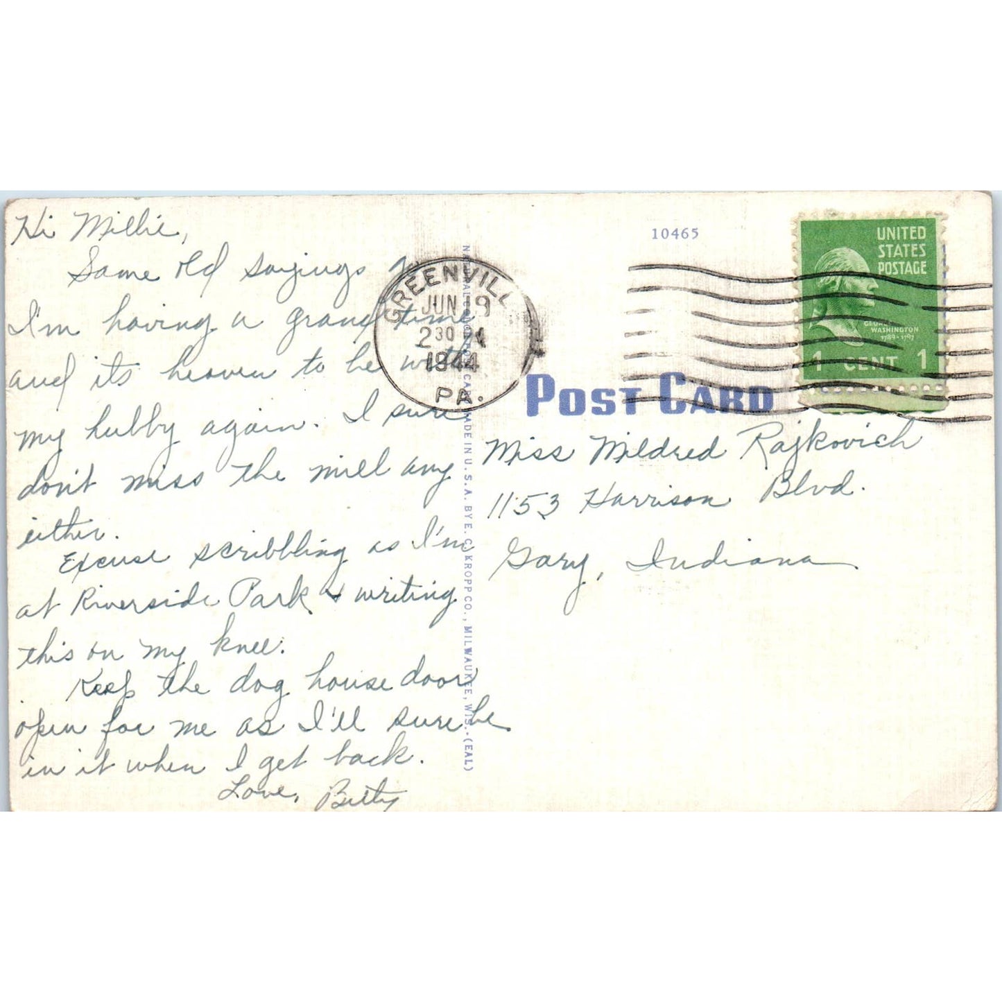 Vintage Postcard Thiel College Greenville PA TD8-P2