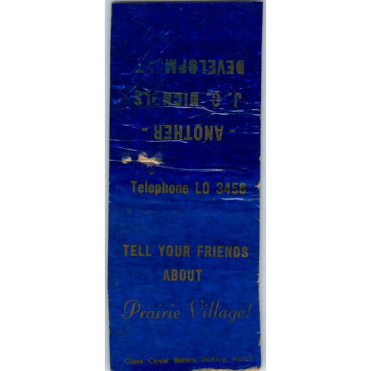 Prairie Village Country Club Johnson County MO Advertising Matchbook SA9-M2