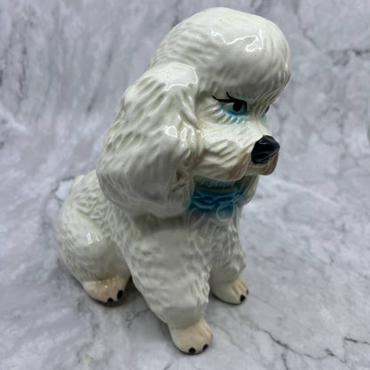 Vintage MCM Ceramic White Poodle Coin Bank 7" TI9