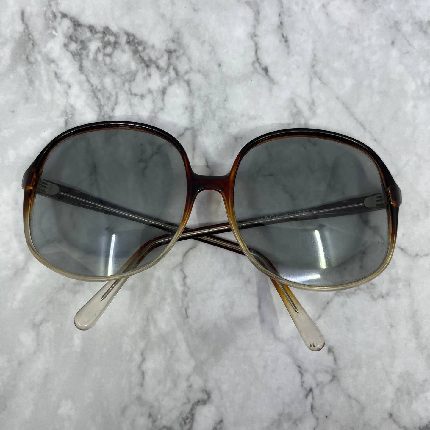 1960's 70's Carmel Ombré Over Sized Sunglasses Italy 5.5” TA9