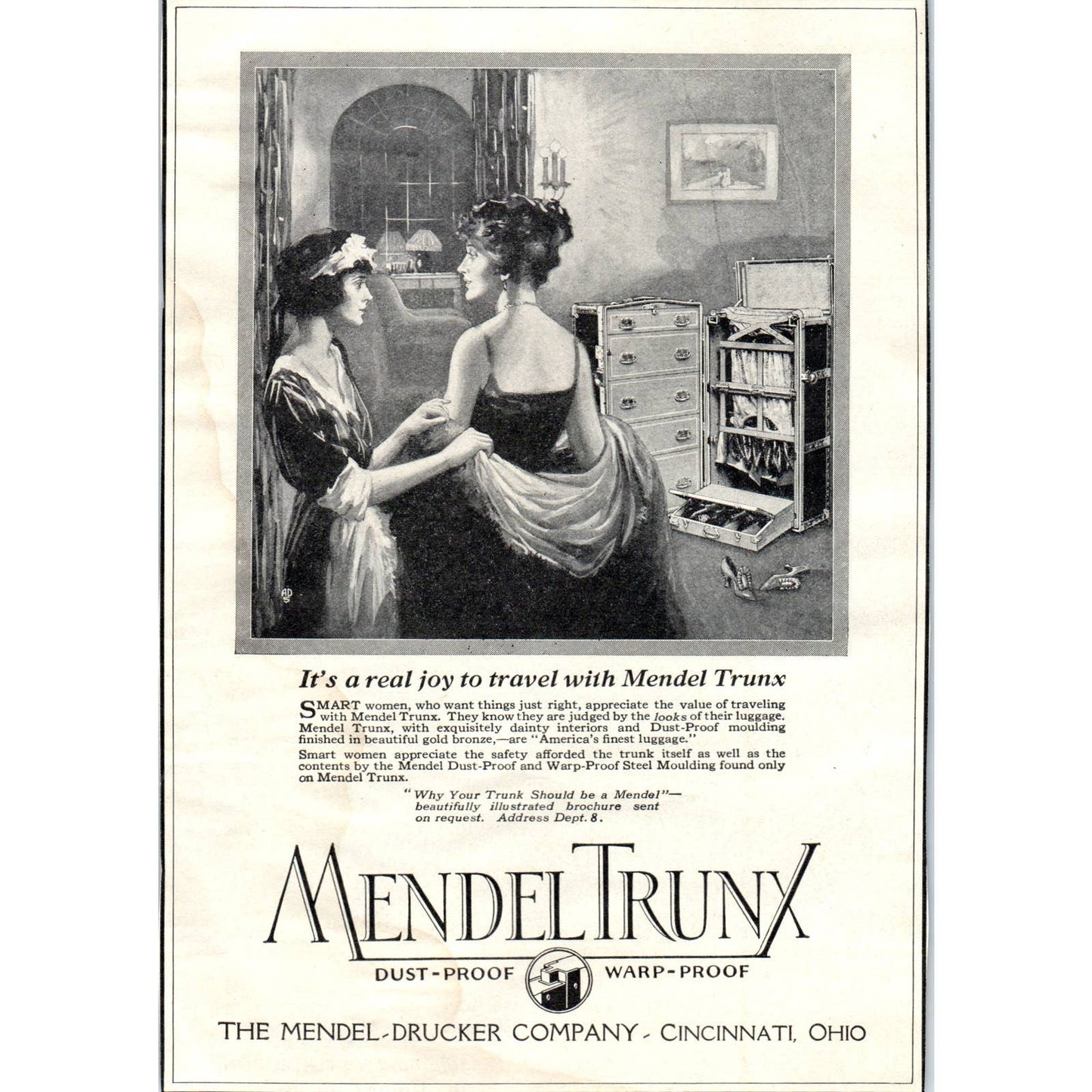 c1920 Harper's Magazine Ad - Mendel-Drucker Mendel Trunx Cincinnati Ohio TF6-1