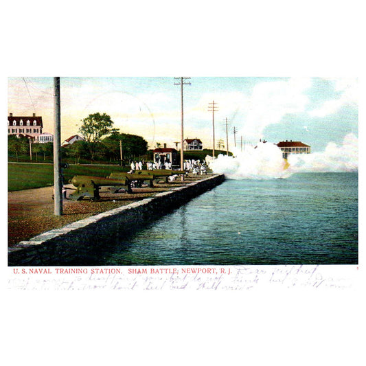 US Naval Training Station Sham Battle Newport RI 1906 - Original Postcard TJ8-5