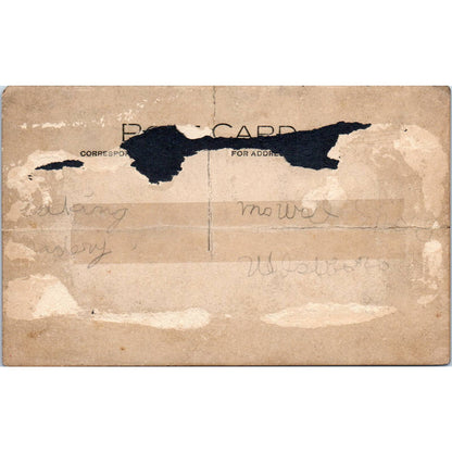 Antique Postcard RPPC Family of 6 in Sombreros Riding 2 Burros SE8