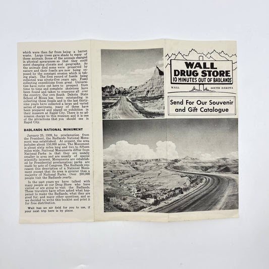 1950s Wall Drug South Dakota Badlands Brochure Fold Out SC6