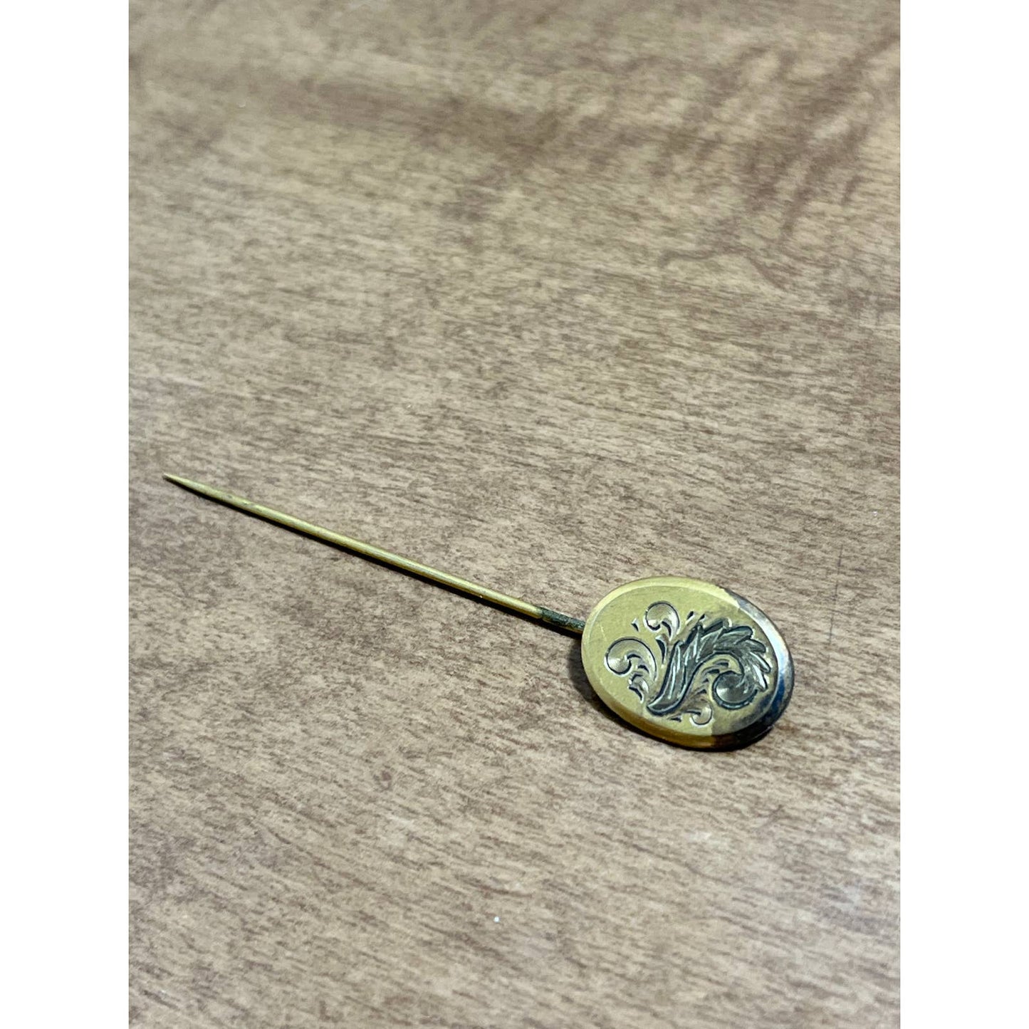 Vintage 1940s Art Nouveau Brass Stick Pin Hat Pin 3” SE1