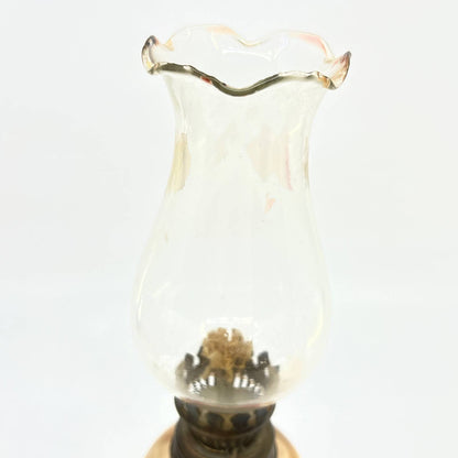 Vintage Red and Clear Glass Kerosene Oil Lamp 10" TC7