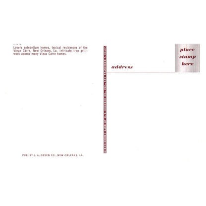Vintage Postcard - Vieux Carre New Orleans Residence TJ7-1