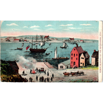 Public Burning of Newspapers 1733 c1910 Original Postcard TK1-27