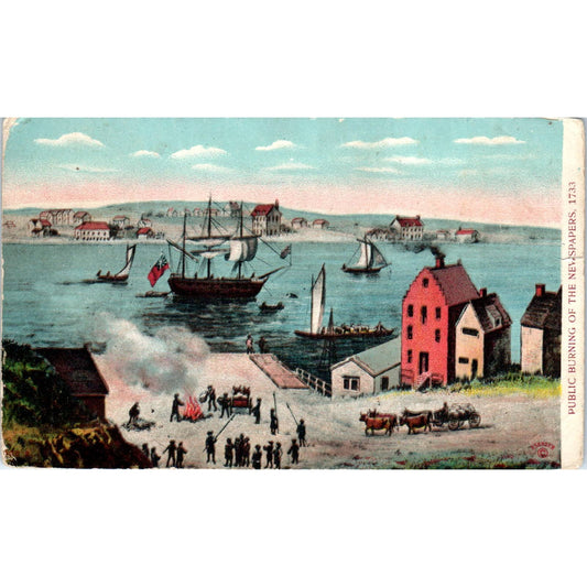 Public Burning of Newspapers 1733 c1910 Original Postcard TK1-27