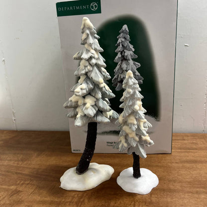 DEPARTMENT 56 VILLAGE ACCESSORIES FLOCKED PINE TREES 56715 RETIRED IN BOX