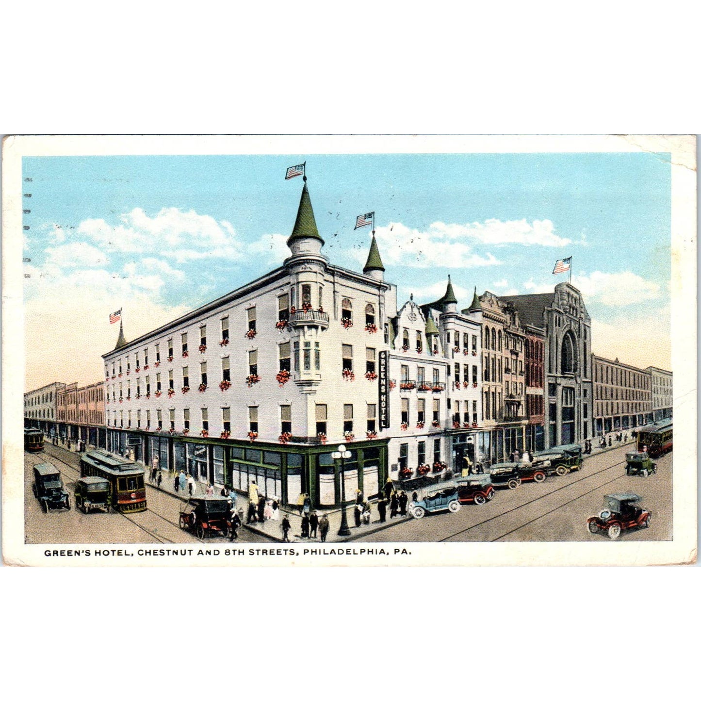 Vintage Postcard Green's Hotel Chestnut & 8th Streets Philadelphia PA TI1-1