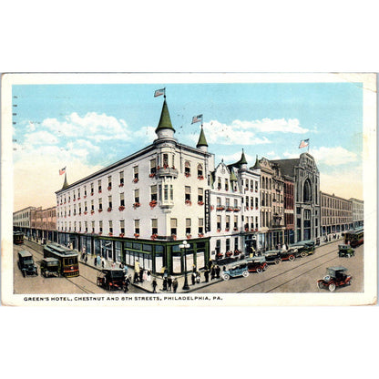 Vintage Postcard Green's Hotel Chestnut & 8th Streets Philadelphia PA TI1-1