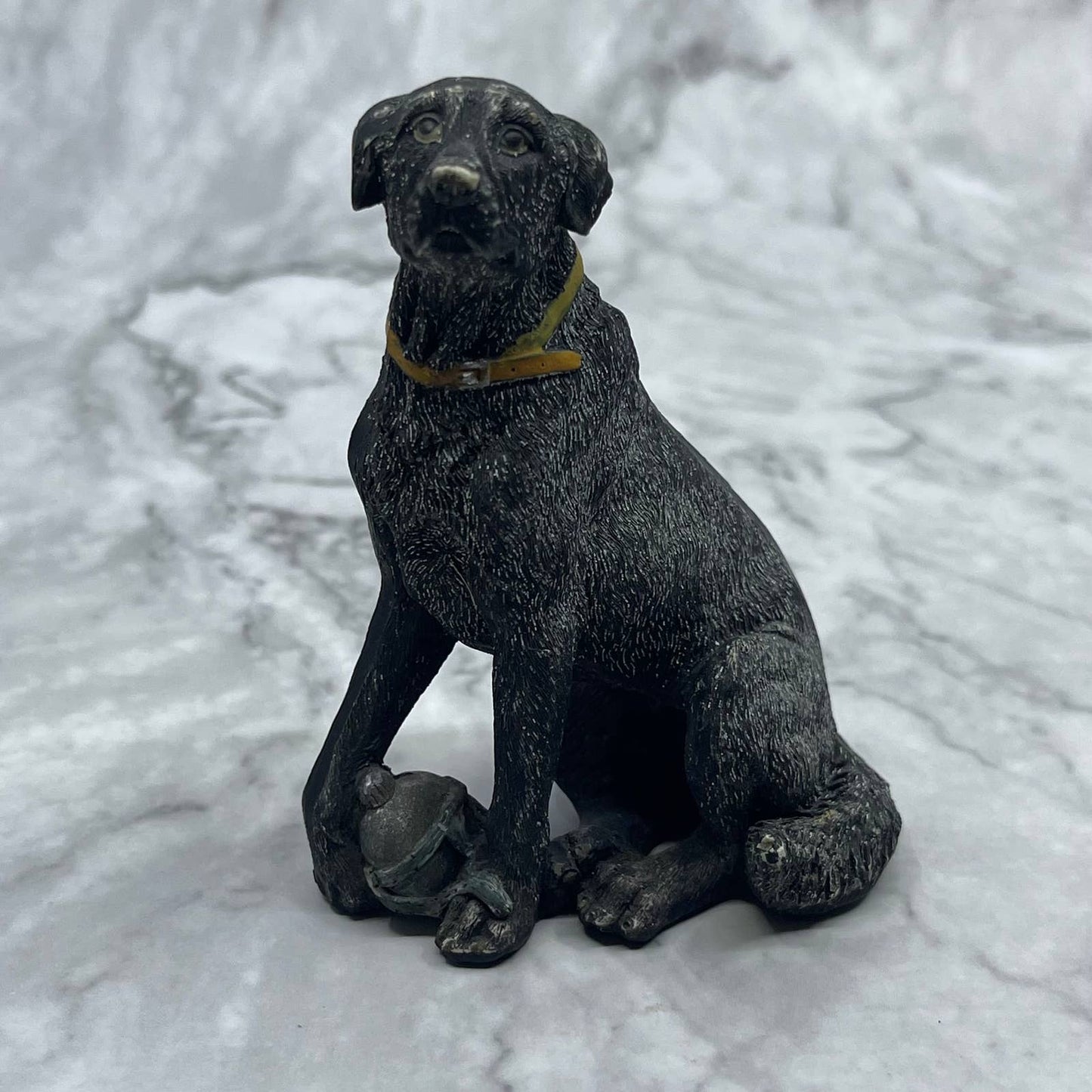 Vintage Hand Painted Ceramic Black Lab Dog Figurine 3.5” TE2