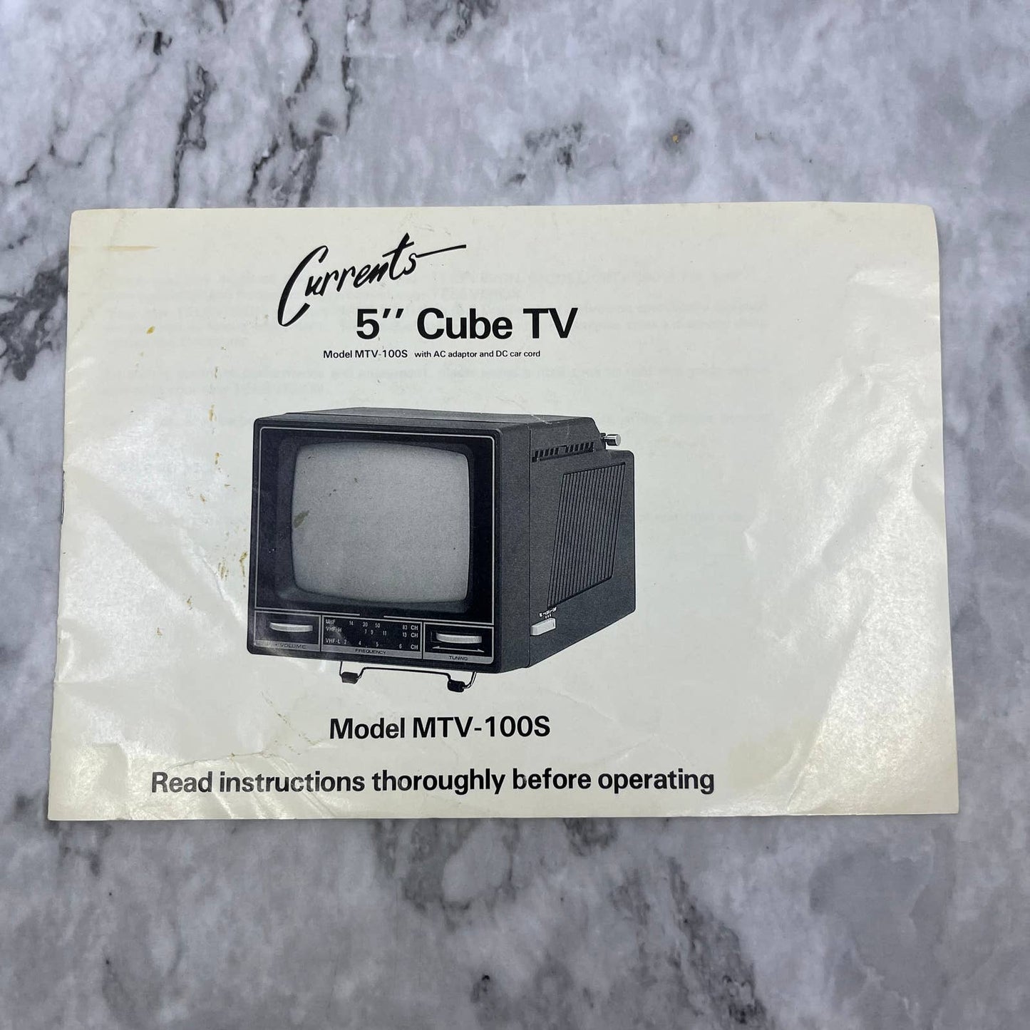 Original Currents 5" Cube TV Manual Model MTV-100s TJ4