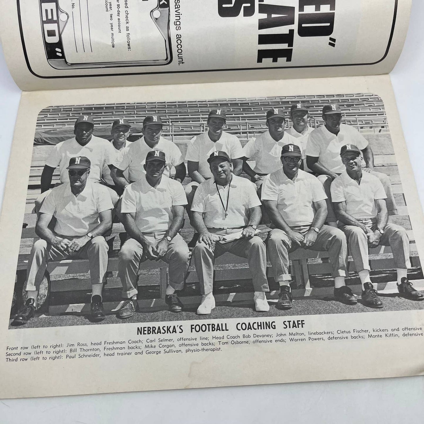 1970 Nebraska Cornhuskers vs. K-State Homecoming Football Program & Roster TH7