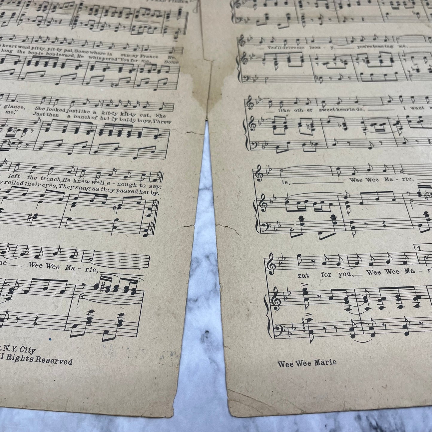Antique 1918 Wee Wee Marie Will You Do Zis For Me Sheet Music Fred Fisher V41-3
