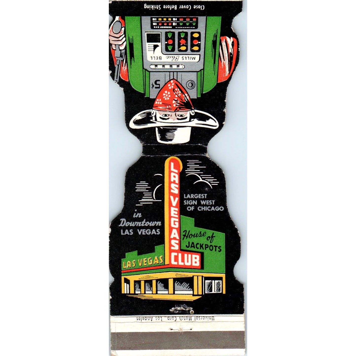 Las Vegas Club House of Jackpots Die Cut NV Advertising Matchbook Cover MM11-8