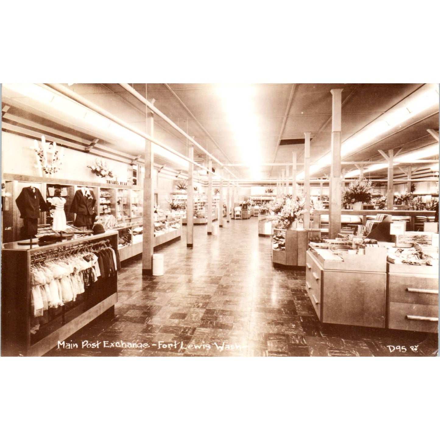 Main Post Exchange Fort Lewis Washington Interior RPPC Original Postcard TK1-26