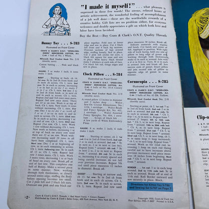 1955 Coats & Clarks Quick to Make Gifts Magazine Animals Hats Placemats TH7