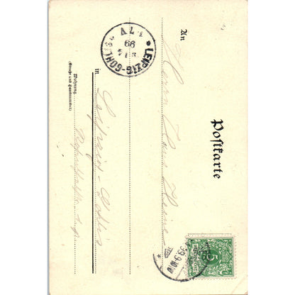 1899 German Boy in Lederhosen Hiking In the Mountains Original Postcard P2-1