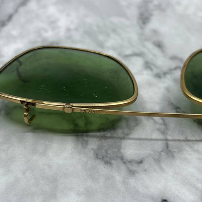 Vintage Aviator Polaroid Gold Tone clip-on sunglasses frames 4.25 Across SE9