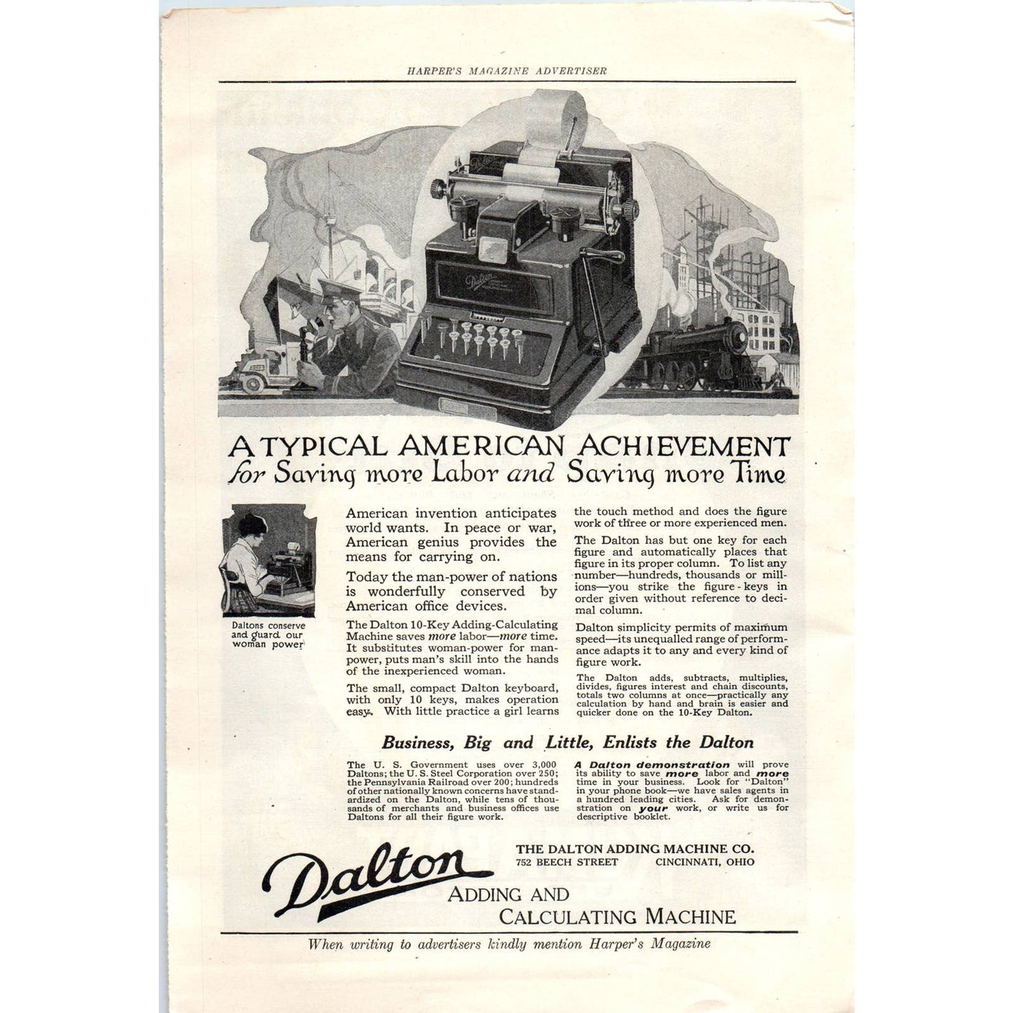 c1920 Harper's Magazine Ad - Kum-A-Part Kuff Button Baer & Wild Co TF6-1