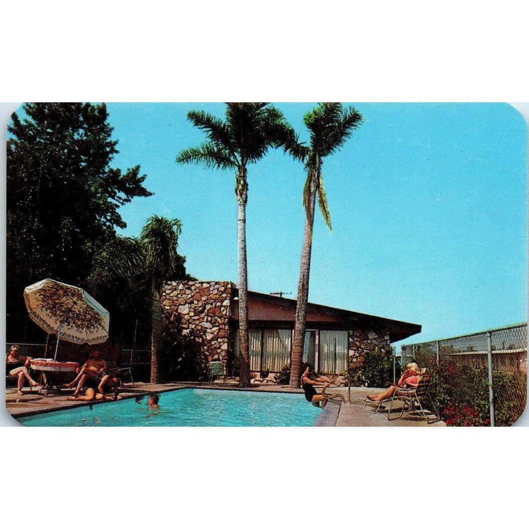 Vintage Business Card Polynesian Motel Joe & Elsie Dienstfrey Anaheim CA SE5