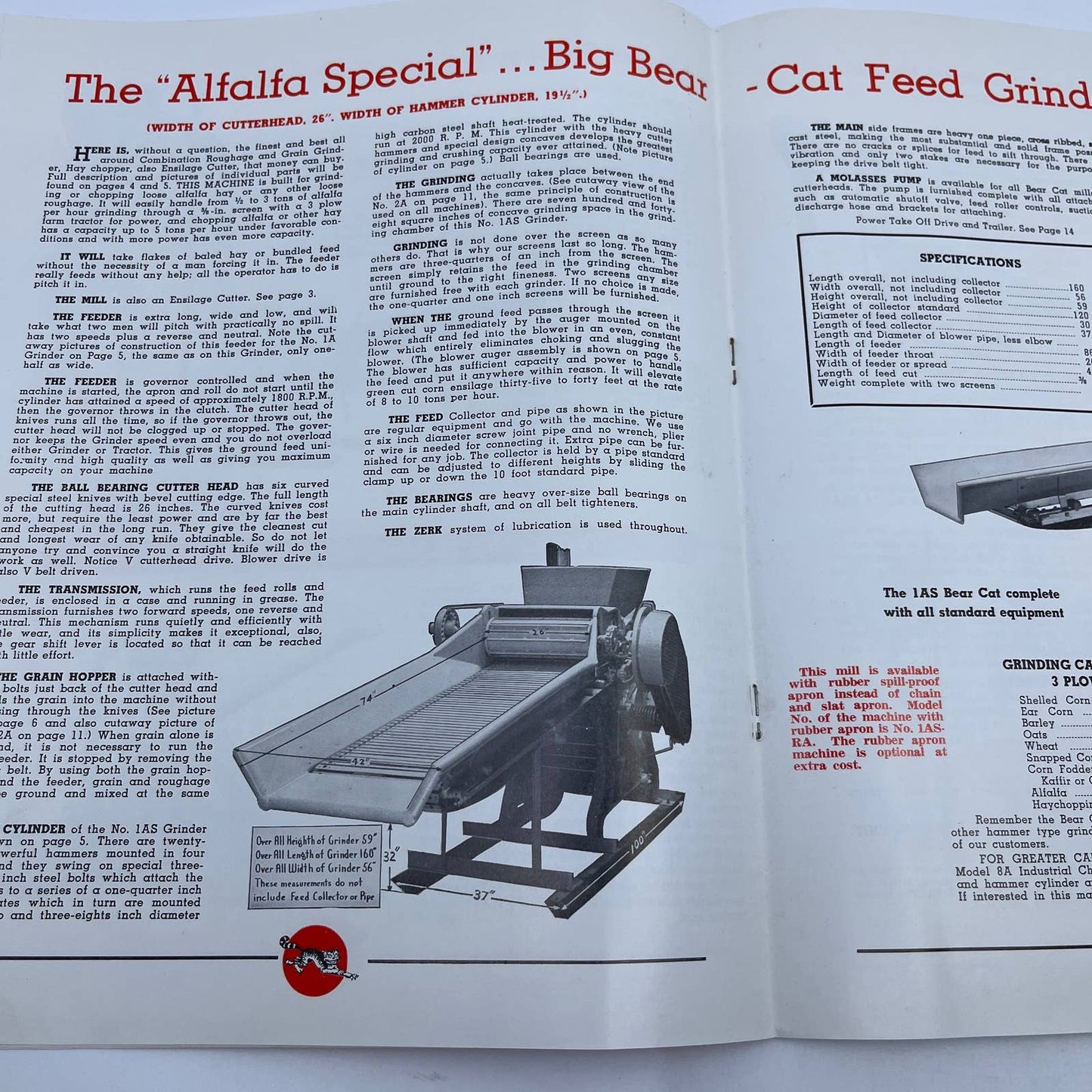 1960 Western BearCat Feed Feed Grinders Advertising Booklet Hammer Burr Mills TH7