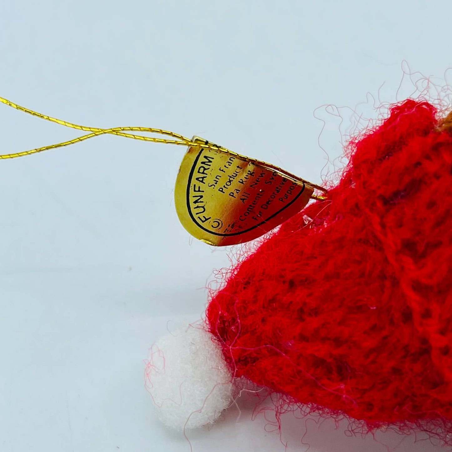 Dakin Fun Farm Christmas Ornament  Stuffed Elf With Bell 1983 SA5