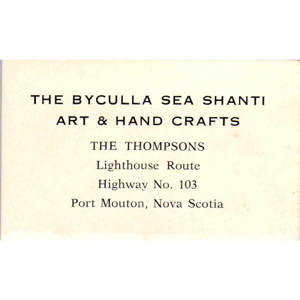 Byculla Sea Shanti The Thompsons Port Mouton Nova Scotia Business Card TK2-CC
