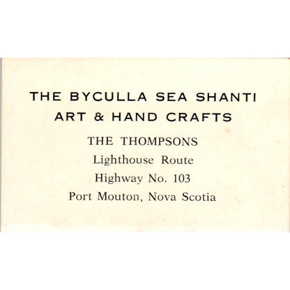 Byculla Sea Shanti The Thompsons Port Mouton Nova Scotia Business Card TK2-CC
