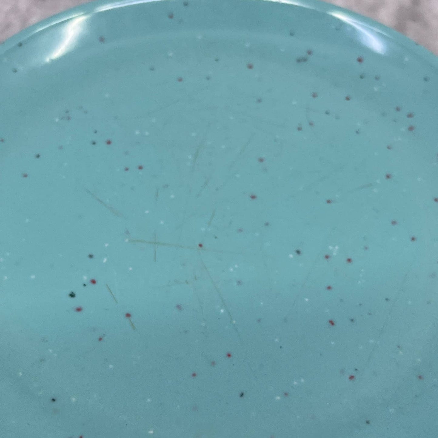 Imperial Ware Speckled Confetti Teal Blue Dessert Plate Set Melmac Malamine TA3