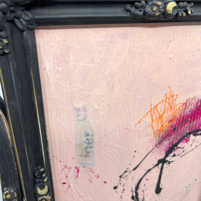 Original Framed Mixed Media Abstract Art Painting 15.5x13.5 Second Chance w/ COA