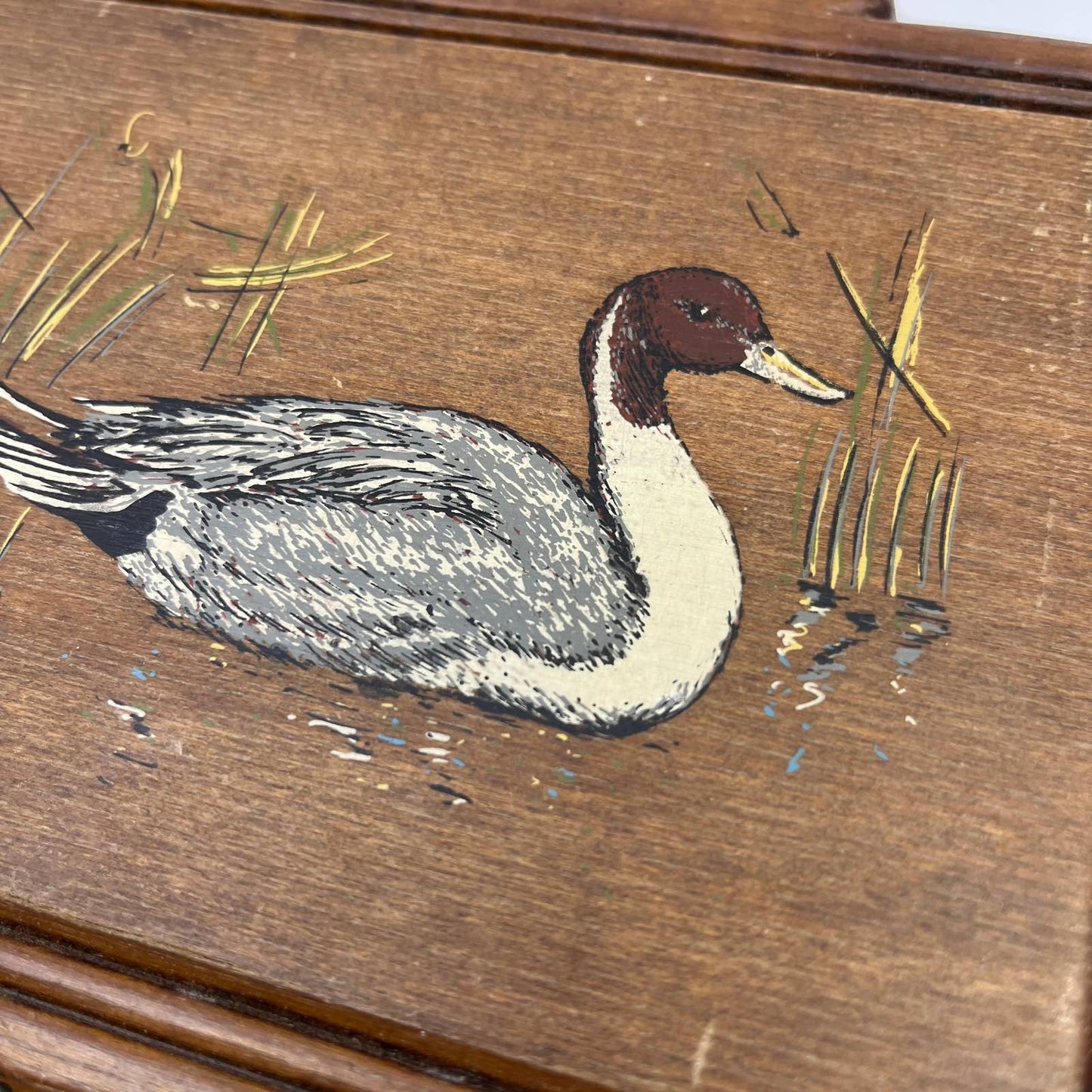 Retro Hand Painted Wooden DUCK Wall Plaque MCM Mid Century Kitchen 7 x 5.5" TD2
