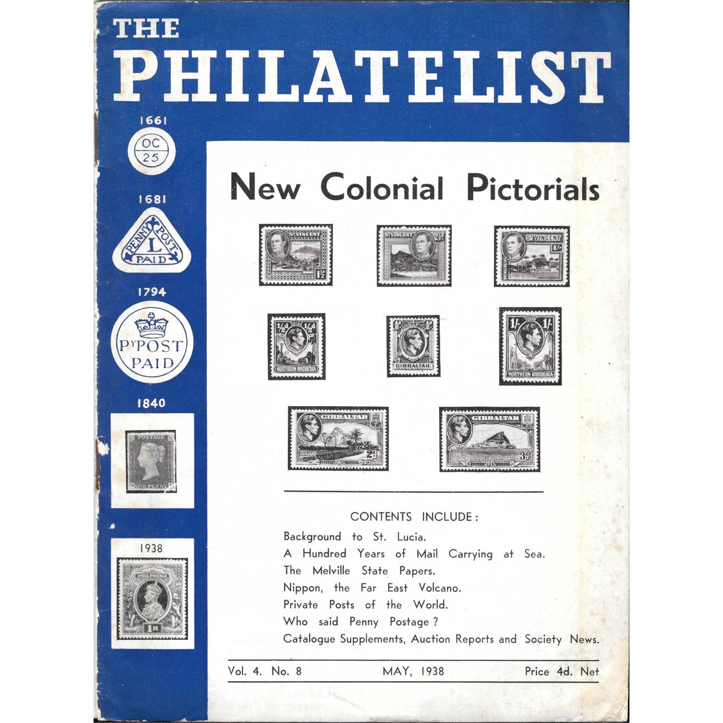 April 1938 The Philatelist Magazine Published By The Regent Stamp Company TJ7