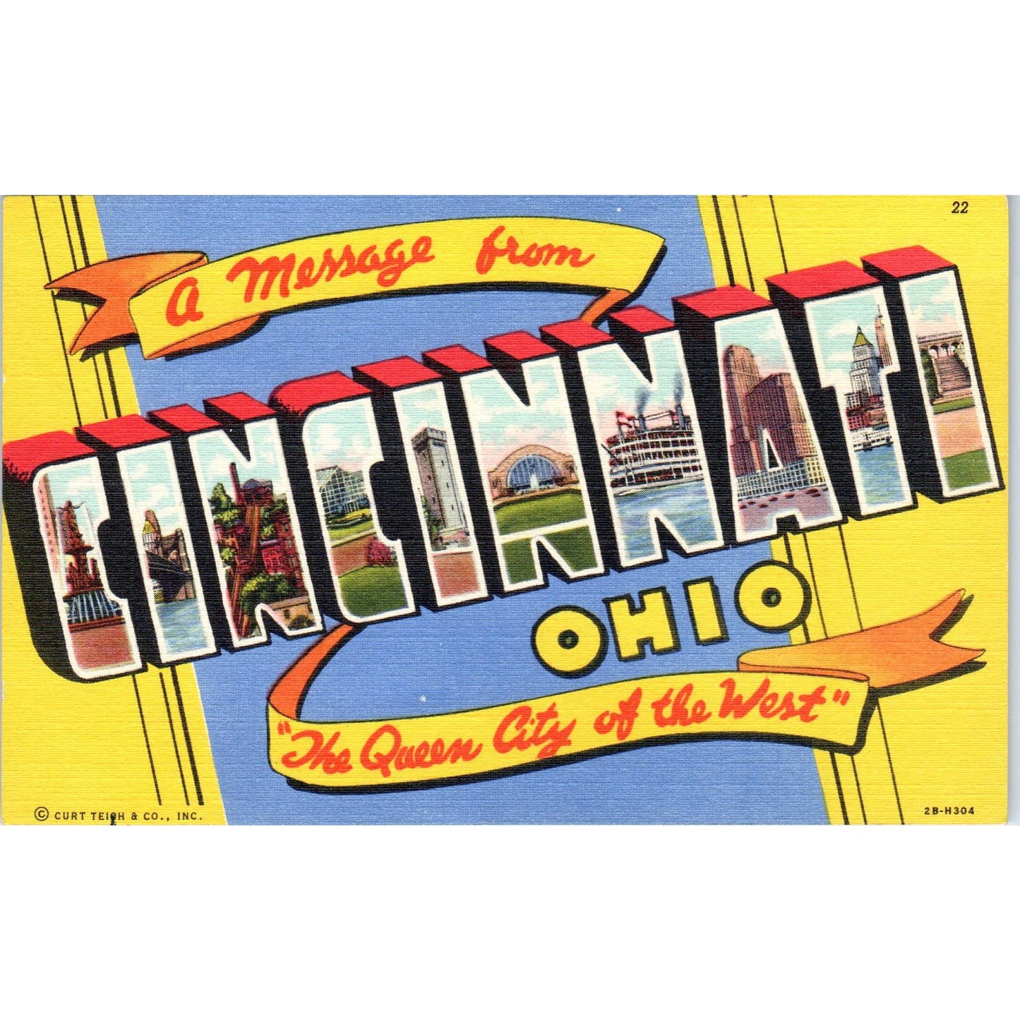 Vintage Postcard A Message from Cincinnati OH TD8-O2