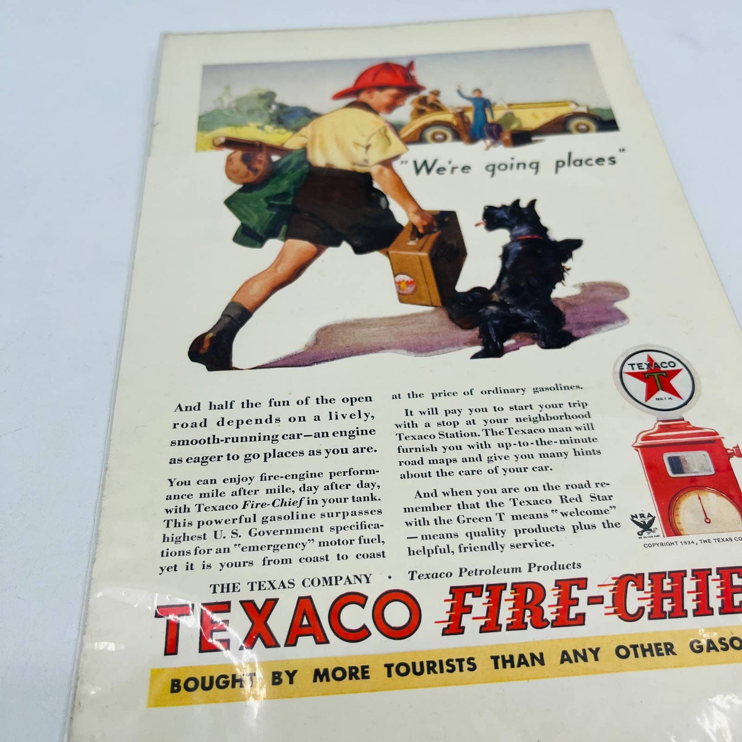 1934 Texaco Gasoline Boy with Scotty Dog Original Print Ad 6 x 10 C13