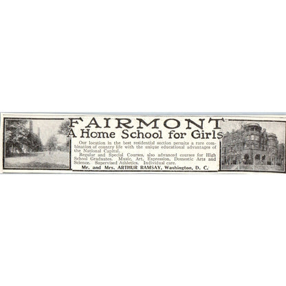 c1920 Harper's Ad - Fairmont Home School for Girls Arthur Ramsay Washington EA3