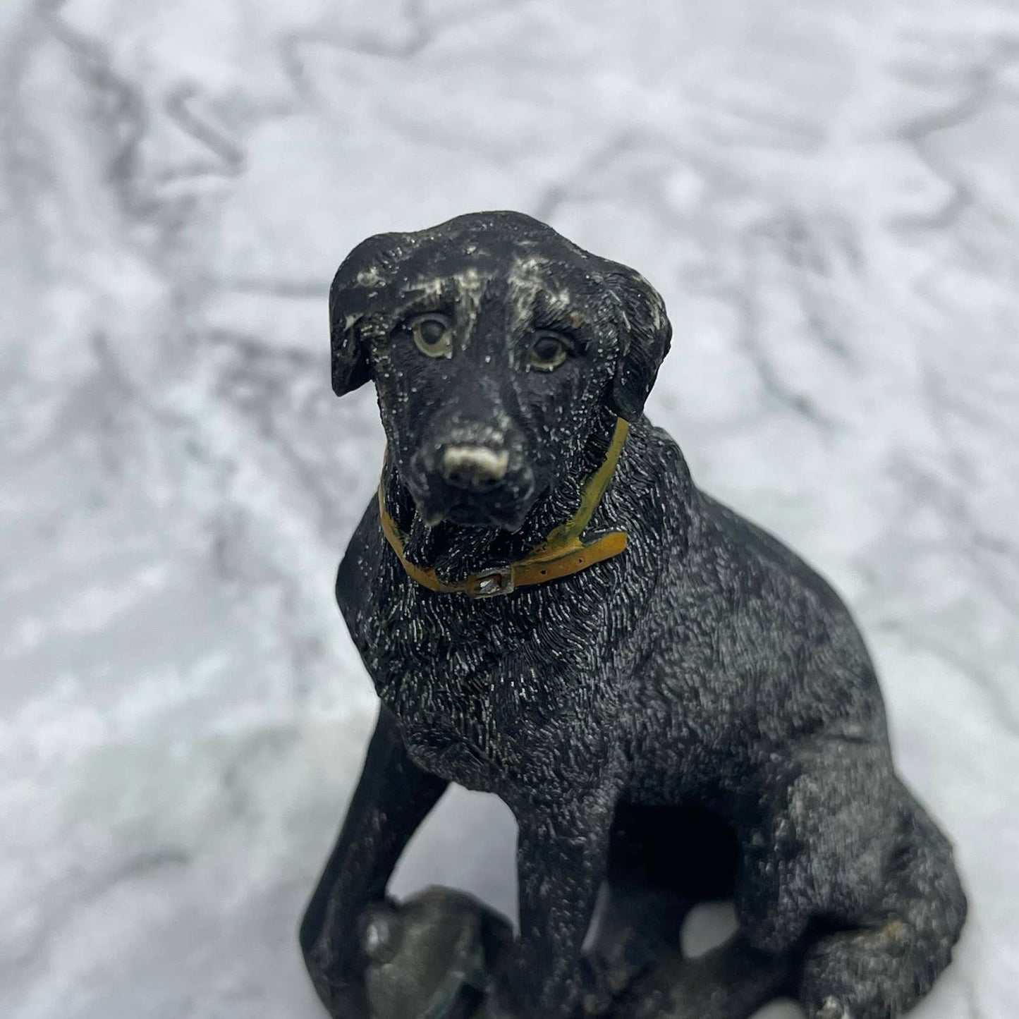 Vintage Hand Painted Ceramic Black Lab Dog Figurine 3.5” TE2