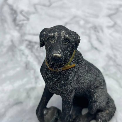Vintage Hand Painted Ceramic Black Lab Dog Figurine 3.5” TE2