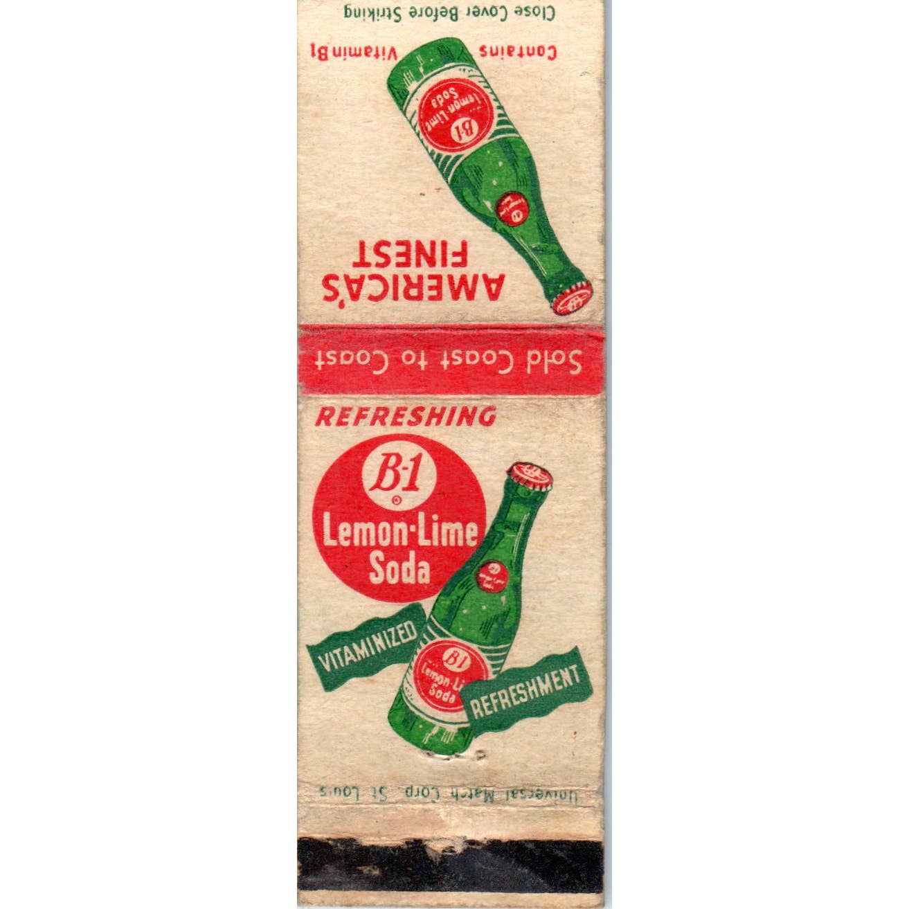 B-1 Lemon Lime Soda Advertising Matchbook Cover SA1-M1