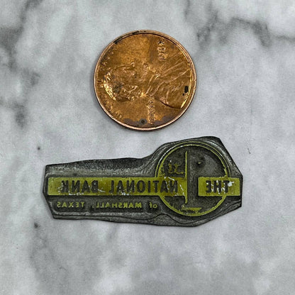 Vintage Letterpress Printers Block Plate The National Bank of Marshall TX SE835