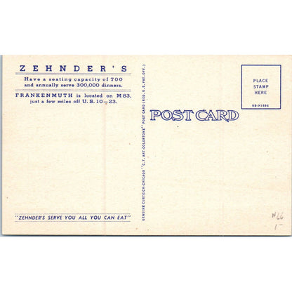 Zehnder's Famous Frankenmuth Chicken Dinner MI Original Postcard TK1-P19