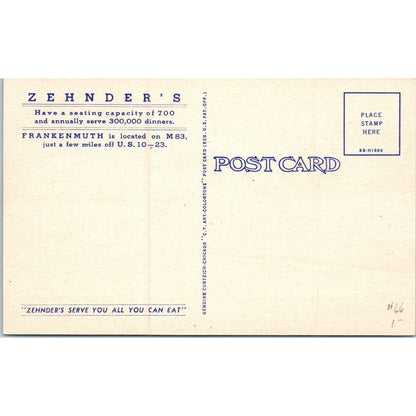 Zehnder's Famous Frankenmuth Chicken Dinner MI Original Postcard P2-4