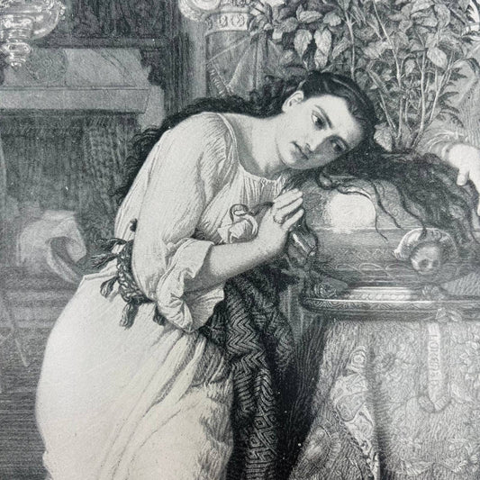 1880s Victorian Art Print Engraving Keats ISABELLA AND THE POT OF BASIL