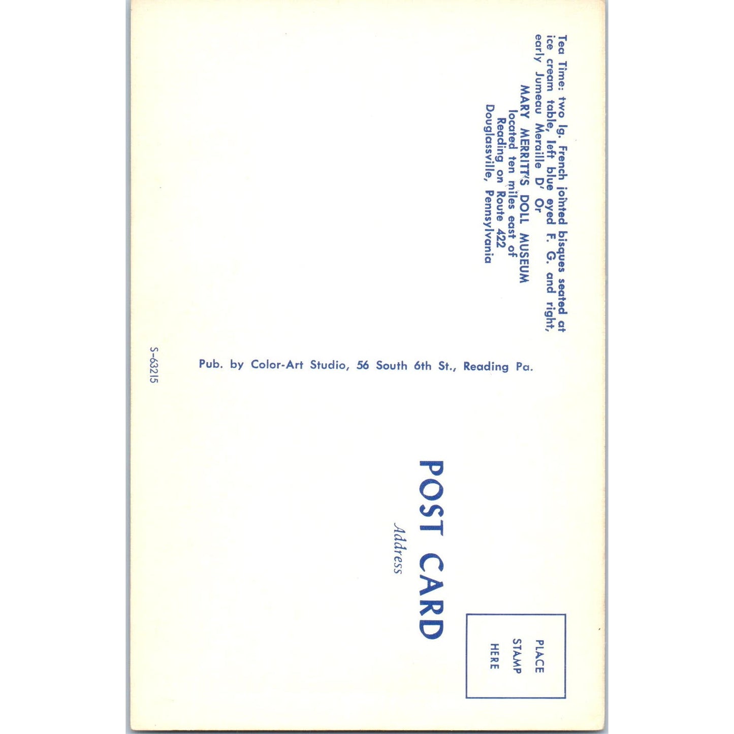 French Bisque Dolls Mary Merritt's Doll Museum Douglassville PA Postcard PB5