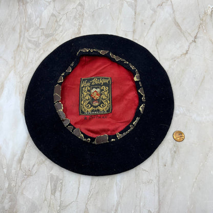 Vintage Vrai Basque Beret Impermeable Pure Wool France Authentic Quality 10” TI7