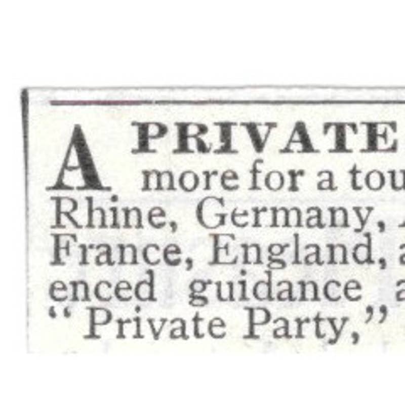 A Private Party - Tour of Europe - 1903 Original Ad TJ8-7-7